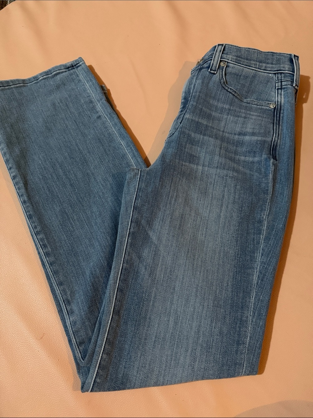AYR The Pop Mid Rise Medium Wash Cropped Stretch Denim Blue Jeans SIZE 28